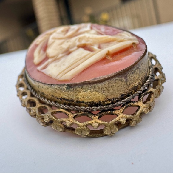 Vintage Cameo Brooch with Gold Trim - Picture 8 of 14